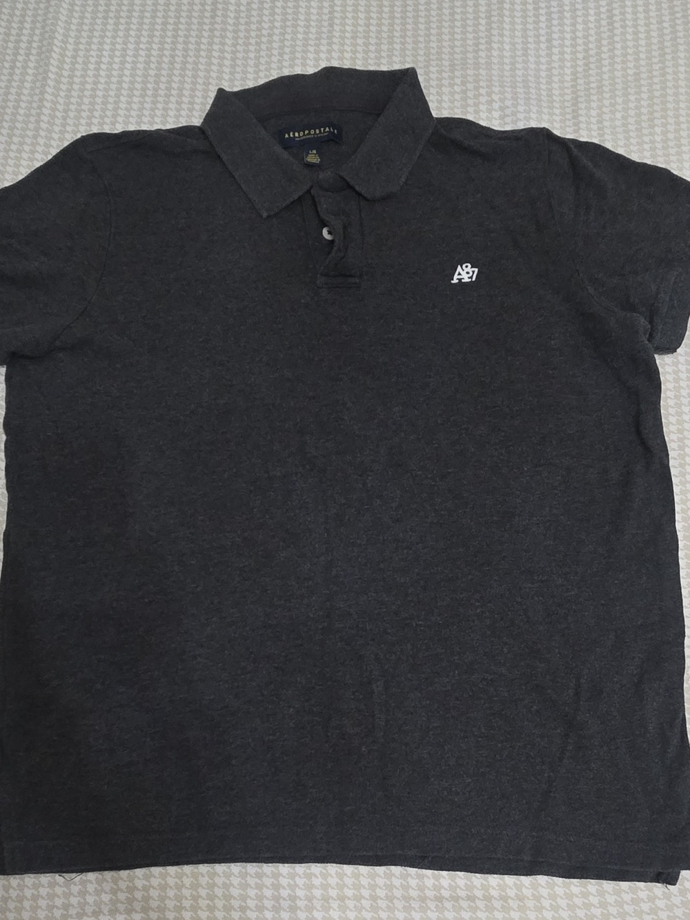 Aeropostale Men's Charcoal Polo with A87 Chest Logo